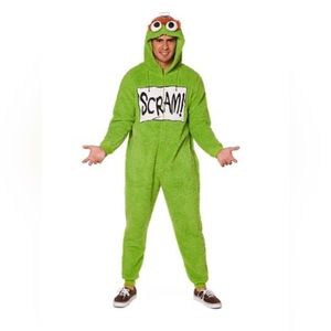 Adult Oscar the Grouch One Piece Costume - Sesame Street, Size Large